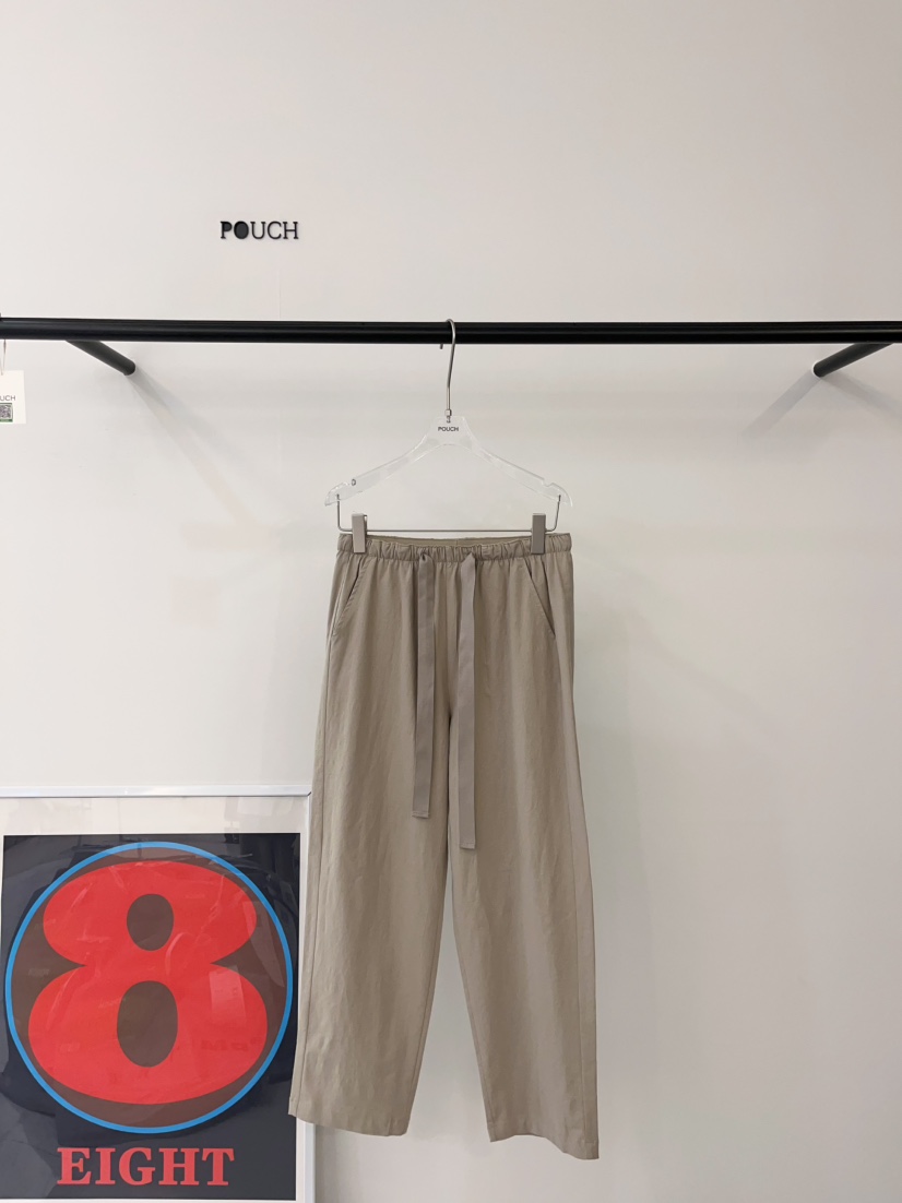 POUCH東大門實拍女士新品真品25春夏人氣時尚職業休閑褲亞麻布POUCH休閑褲