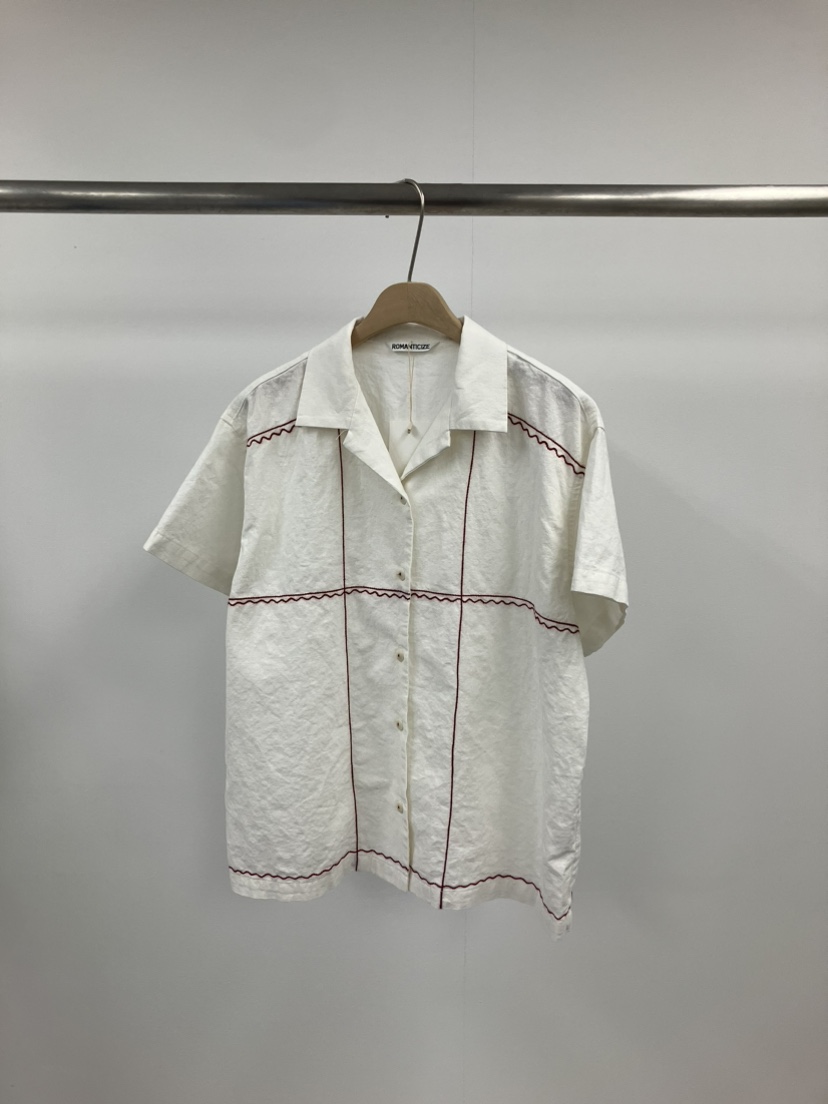 ROMANTICIZE韓國代購女裝新品休閑職業襯衫蕾絲衫手工刺繡亞麻ROMANTICIZE襯衫/蕾絲衫