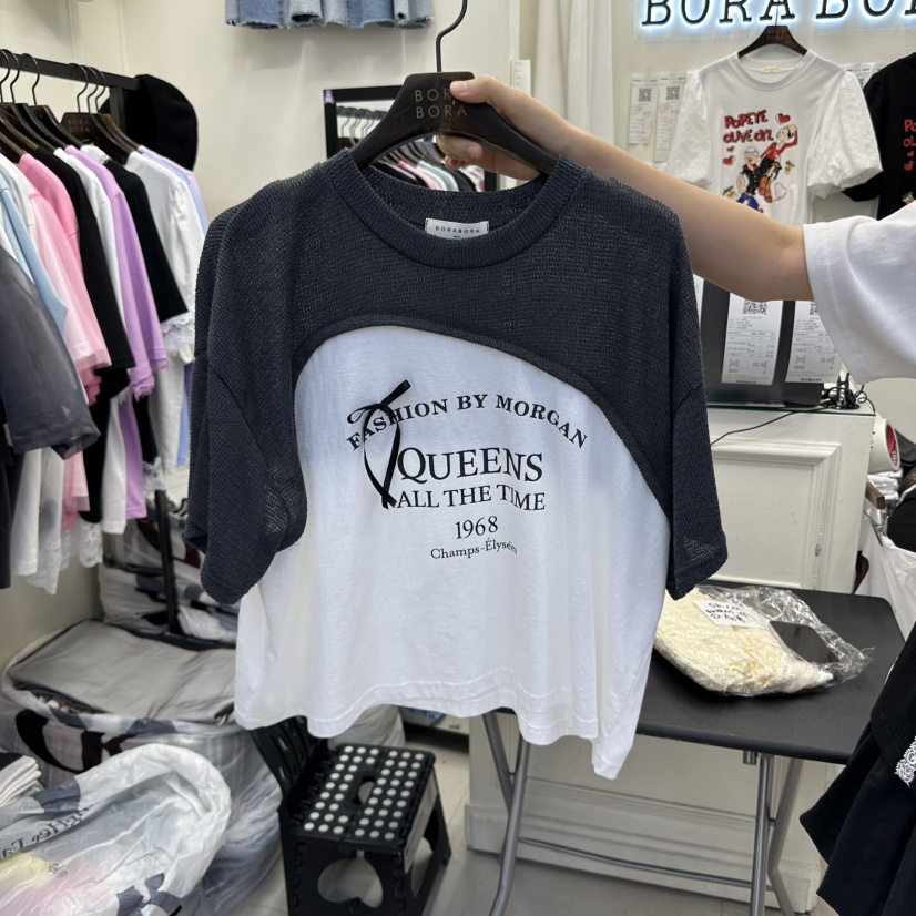 BORA BORA韓國直郵女士新品熱賣職業時尚人氣真品推薦25春夏T恤BORA BORAT恤圖色2