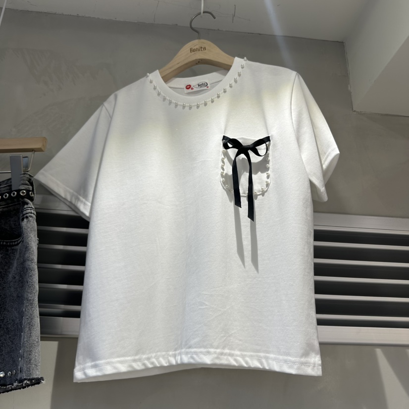 BONITA-Q韓國代購女士新品熱賣25春夏時尚推薦職業T恤口袋BONITA-QT恤