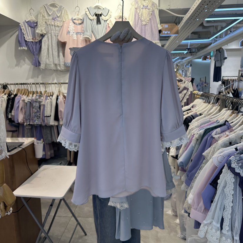 PAPA韓國代購女裝新品休閑推薦時尚熱賣人氣真品襯衫蕾絲衫PAPA襯衫/蕾絲衫