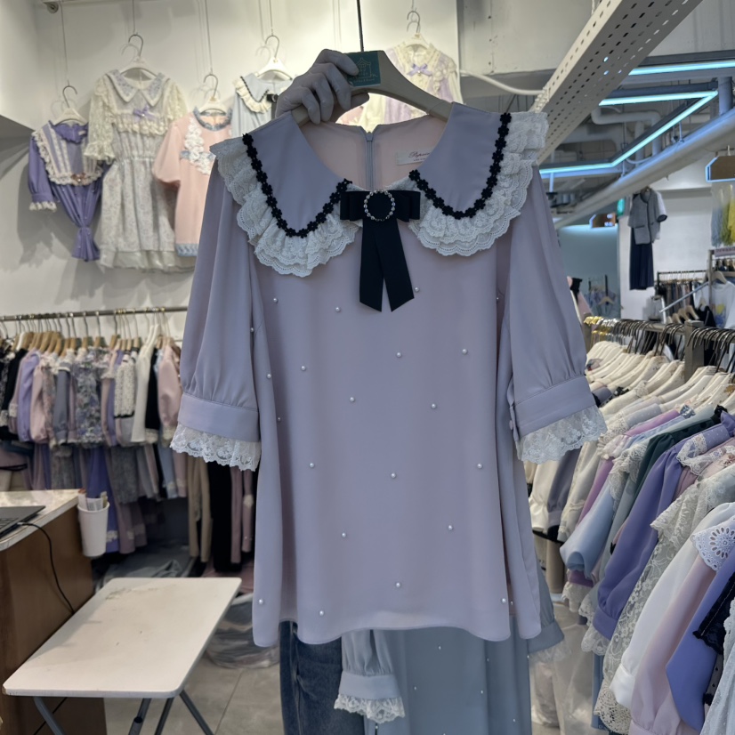 PAPA韓國代購女裝新品休閑推薦時尚熱賣人氣真品襯衫蕾絲衫PAPA襯衫/蕾絲衫圖色2
