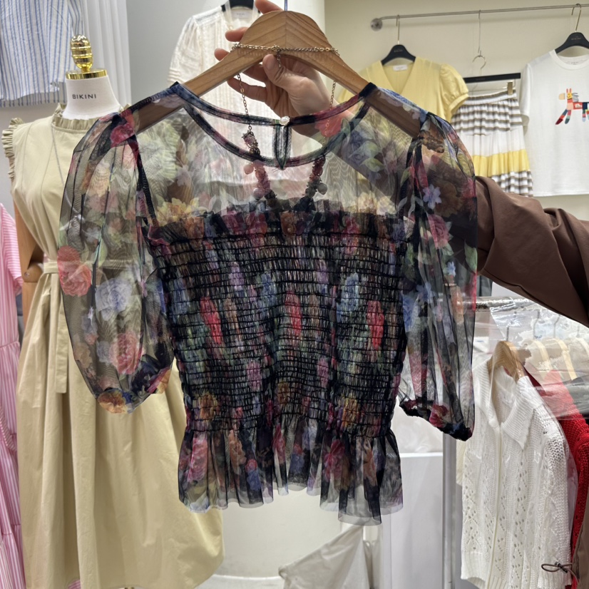 BIKINI東大門代購女士新品職業熱賣25春夏休閑時尚襯衫蕾絲衫BIKINI襯衫/蕾絲衫