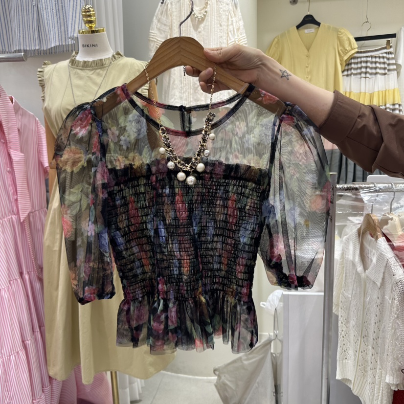 BIKINI東大門代購女士新品職業熱賣25春夏休閑時尚襯衫蕾絲衫BIKINI襯衫/蕾絲衫圖色2