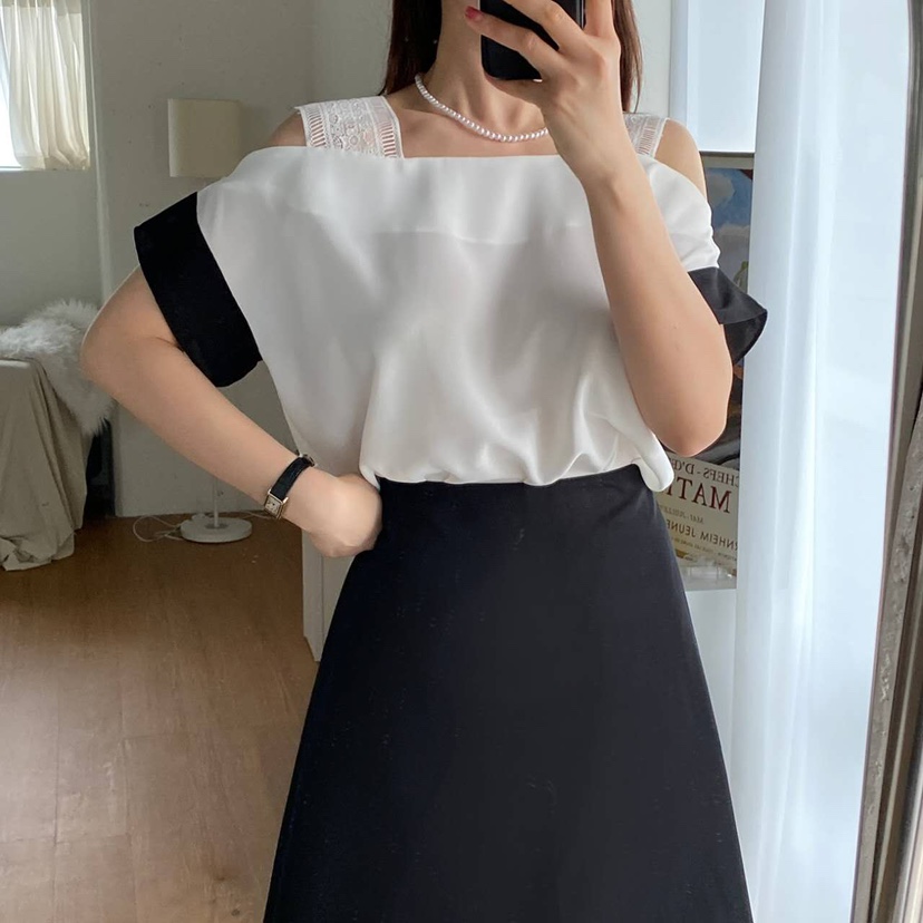 BLUE RIBBON韓國代購女裝新款25春夏真品時尚職業襯衫蕾絲衫BLUE RIBBON襯衫/蕾絲衫