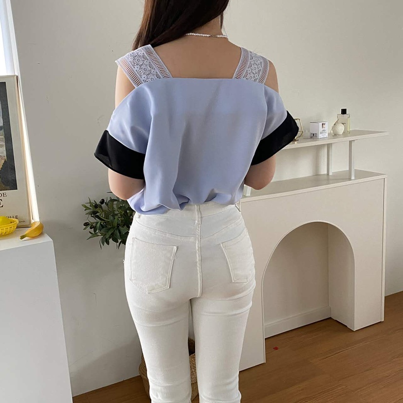 BLUE RIBBON韓國代購女裝新款25春夏真品時尚職業襯衫蕾絲衫BLUE RIBBON襯衫/蕾絲衫