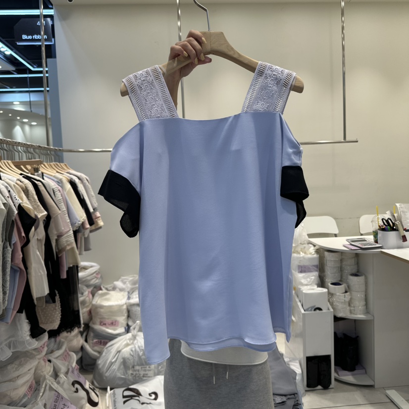 BLUE RIBBON韓國代購女裝新款25春夏真品時尚職業襯衫蕾絲衫BLUE RIBBON襯衫/蕾絲衫圖色3
