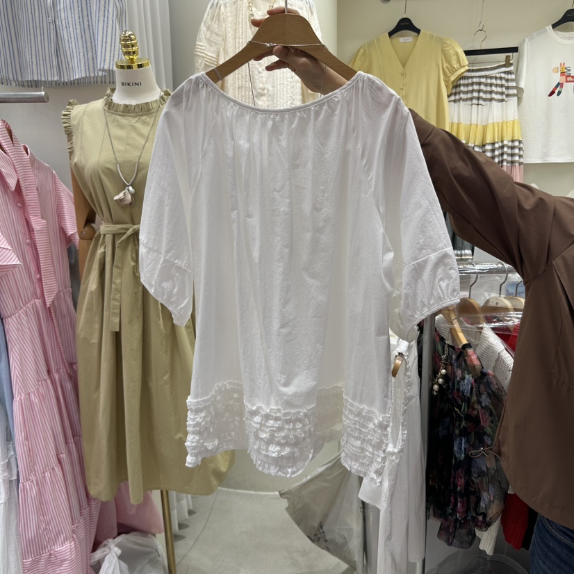 BIKINI東大門代購女裝新品職業時尚真品25春夏休閑襯衫蕾絲衫BIKINI襯衫/蕾絲衫