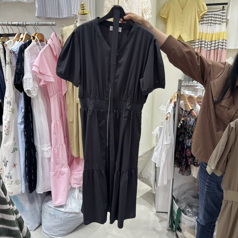 BIKINI韓國代購女士新品真品推薦25春夏休閑職業連衣裙含腰帶BIKINI連衣裙圖色2