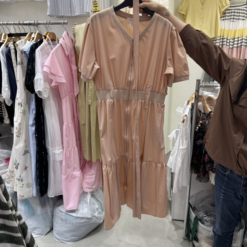 BIKINI韓國代購女士新品真品推薦25春夏休閑職業連衣裙含腰帶BIKINI連衣裙圖色3