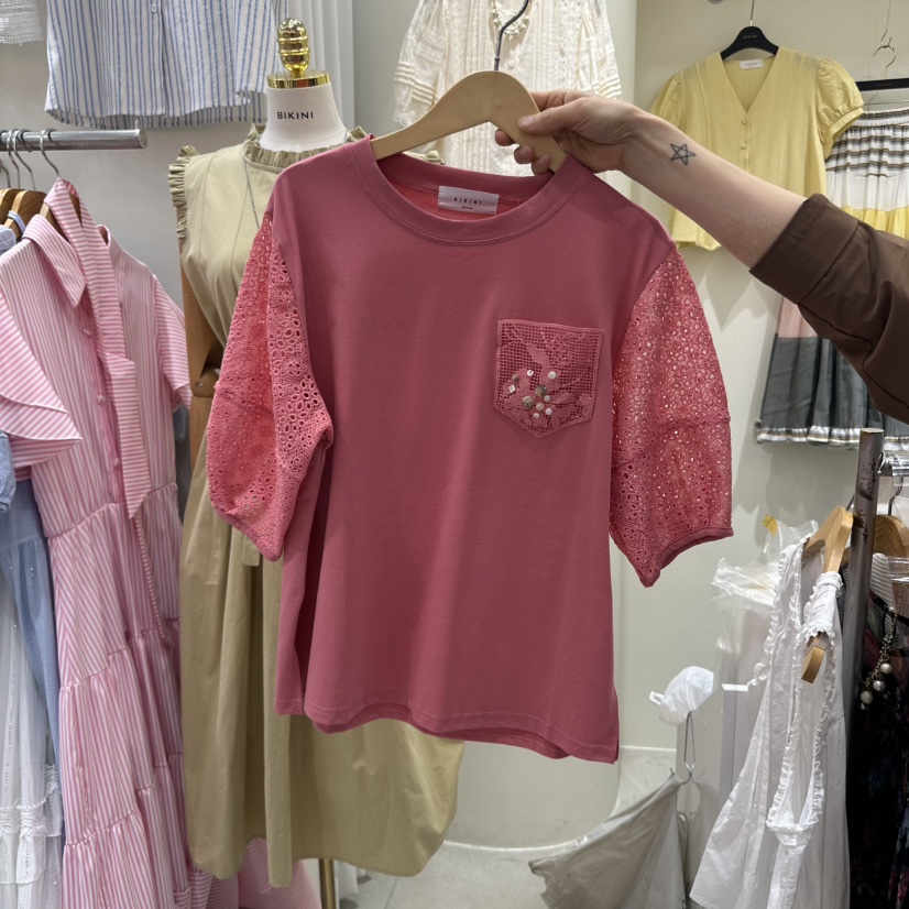 BIKINI東大門代購女裝新款休閑職業25春夏真品時尚人氣T恤口袋BIKINIT恤圖色2