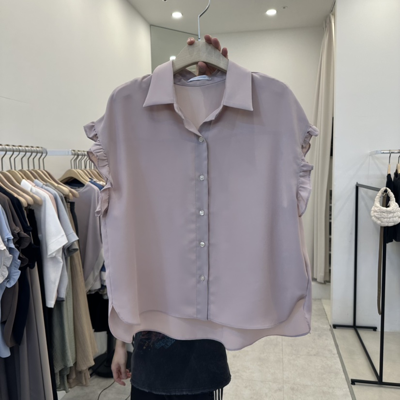 FUNNY POWDER東大門實拍女裝新品真品人氣襯衫蕾絲衫荷葉邊THE FUNNY襯衫/蕾絲衫圖色2