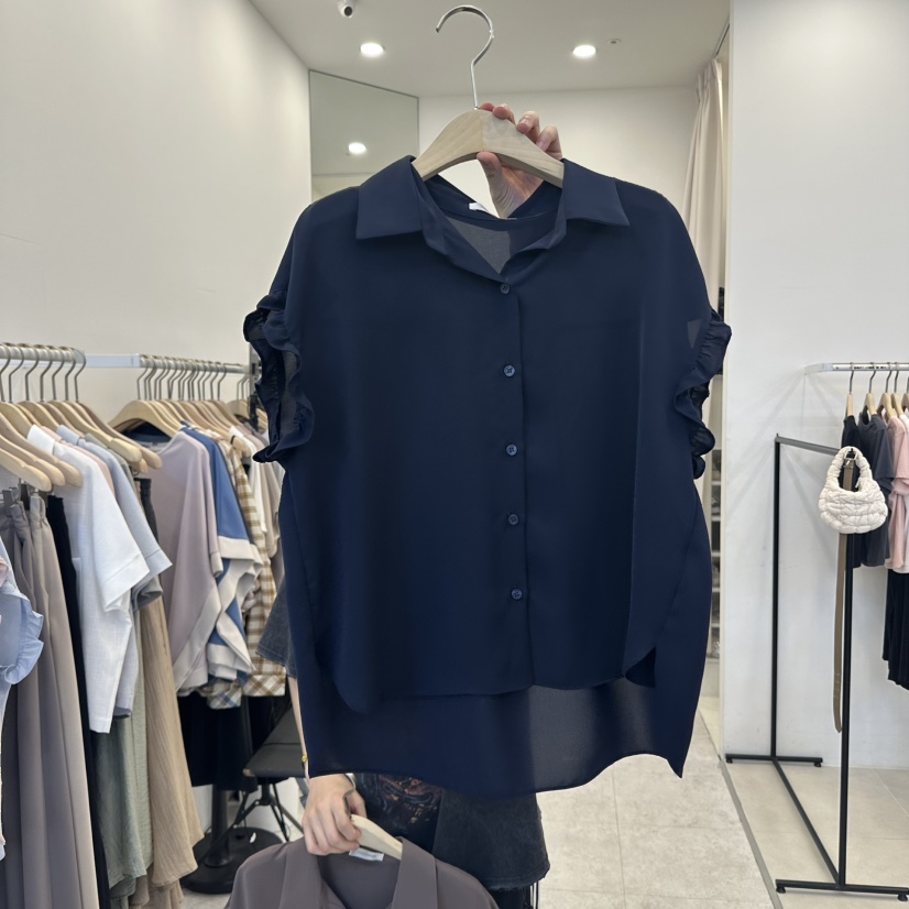 FUNNY POWDER東大門實拍女裝新品真品人氣襯衫蕾絲衫荷葉邊THE FUNNY襯衫/蕾絲衫圖色5