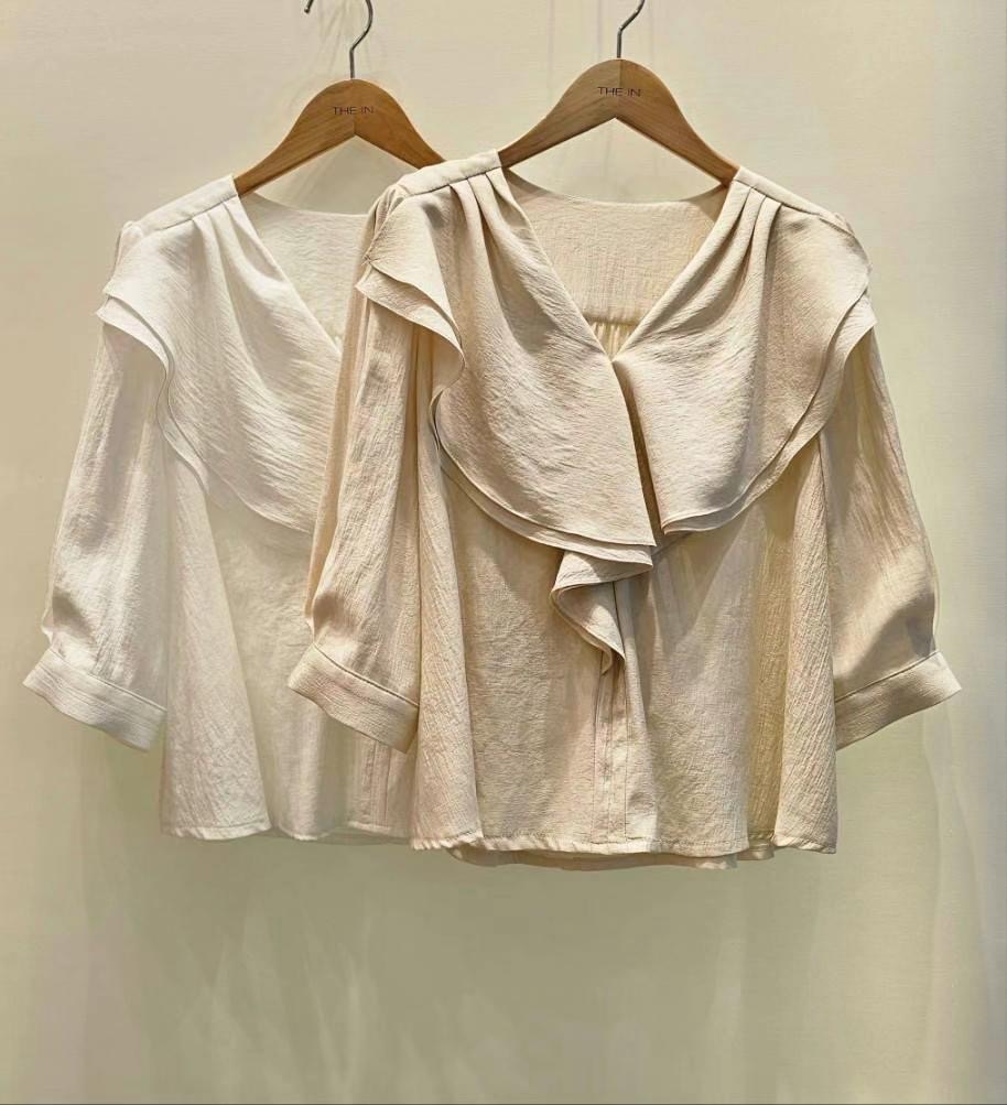 THE IN-더인-T東大門代購女裝新品職業襯衫蕾絲衫荷葉邊THE IN襯衫/蕾絲衫