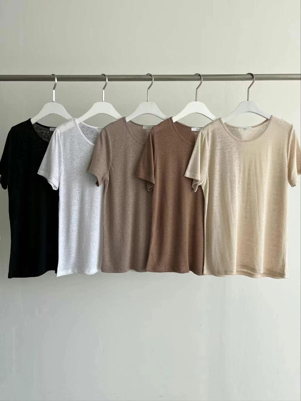DOT BASIC東大門代購女士新品熱賣25春夏推薦真品時尚T恤亞麻DOT BASICT恤圖色3左三色