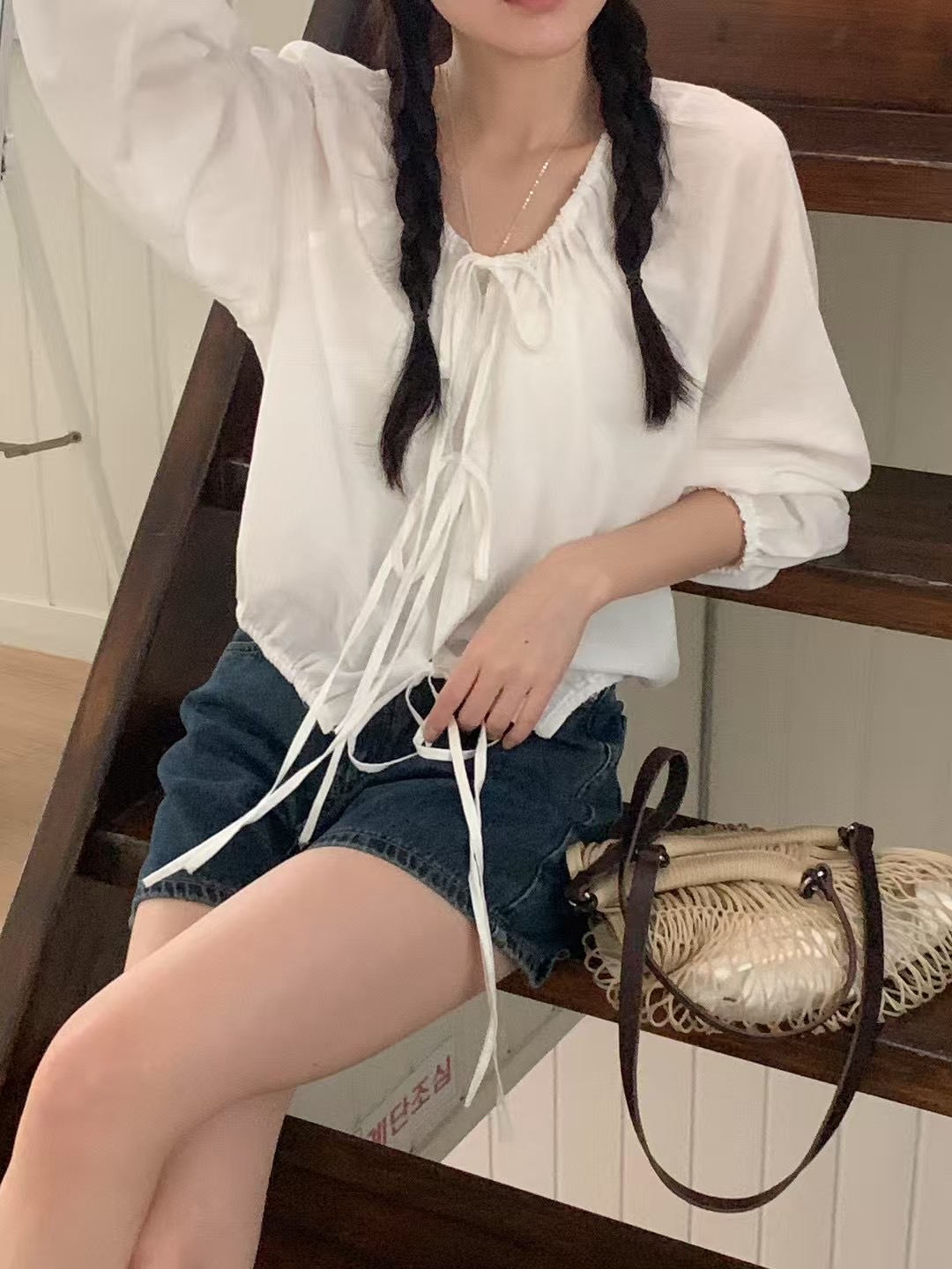 DEAR.FOREST韓國代購女裝新品人氣休閑推薦25春夏襯衫蕾絲衫DEAR.FOREST襯衫/蕾絲衫