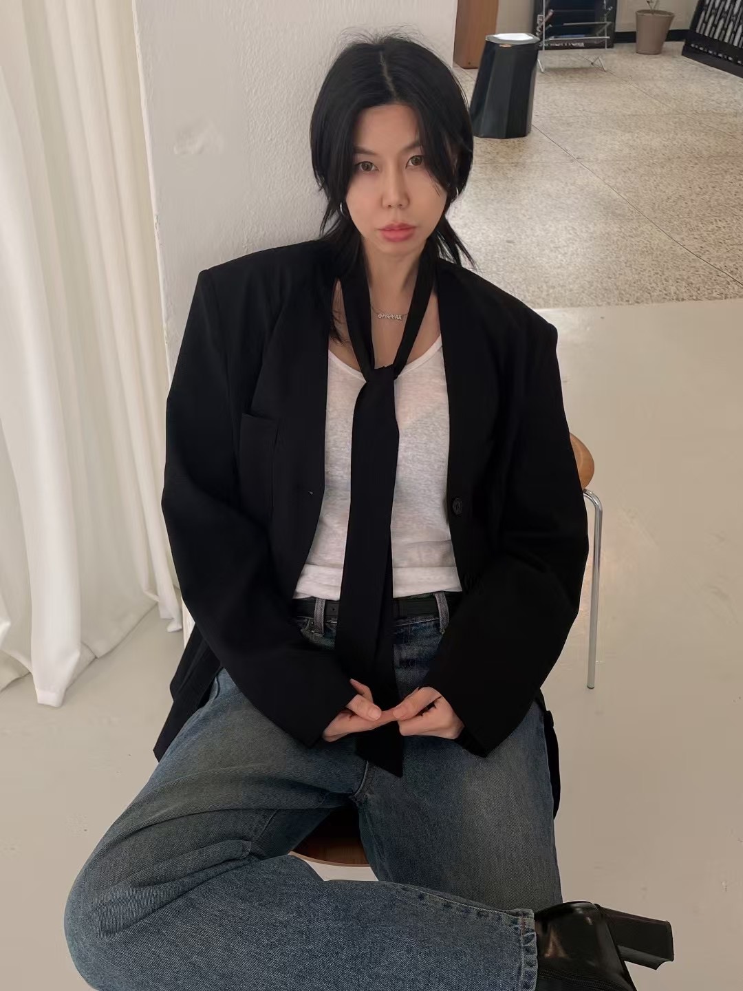 IACOCCA韓國代購女裝新款時尚熱賣休閑人氣推薦真品夾克含脖帶MARCEL___夾克圖色2