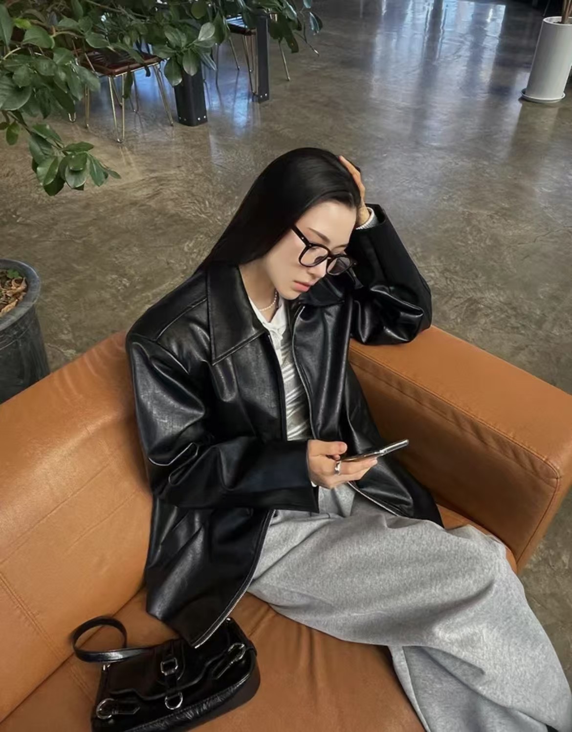IACOCCA東大門實拍女士新品休閑真品推薦25春夏熱賣夾克皮革MARCEL___夾克