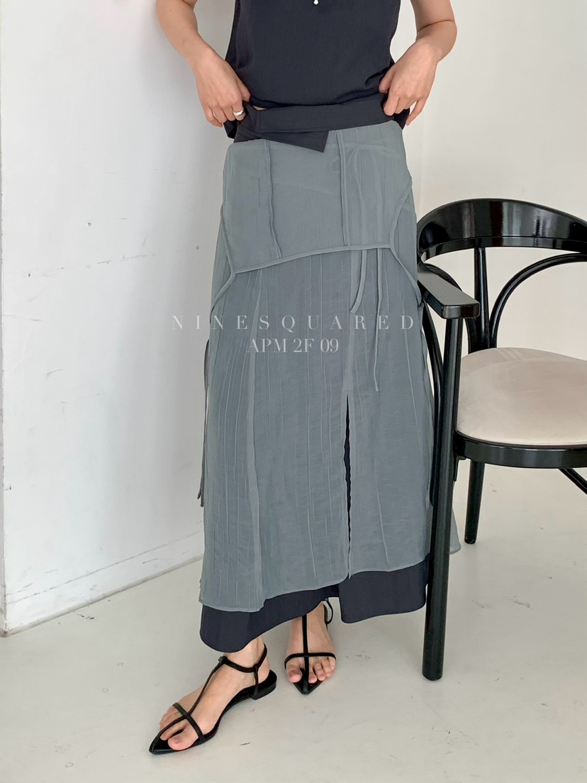 NINESQUARED韓國直郵女裝新品時尚人氣25春夏真品熱賣休閑長裙NINESQUARED長裙