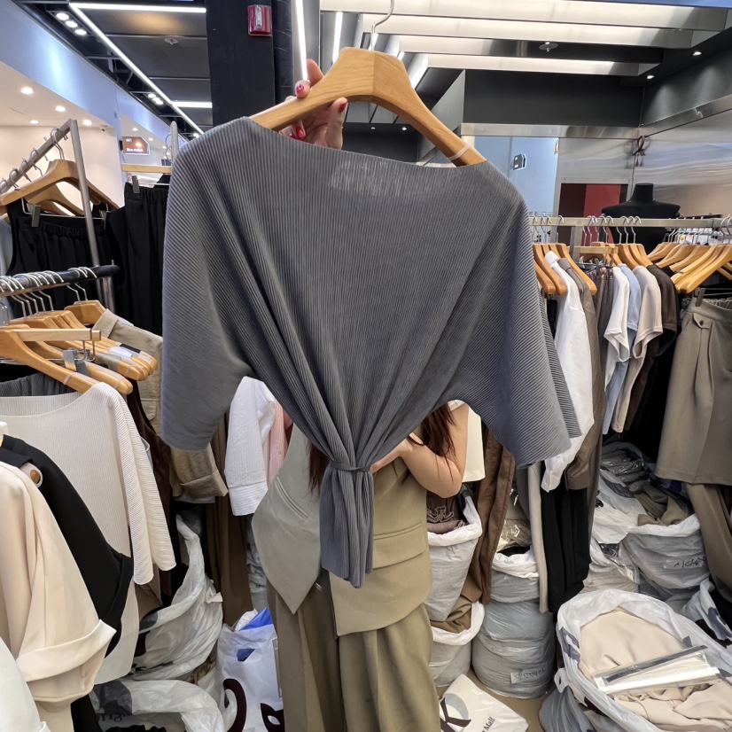 SANS韓國直郵女裝新品時尚職業真品人氣推薦熱賣25春夏T恤褶皺SANST恤