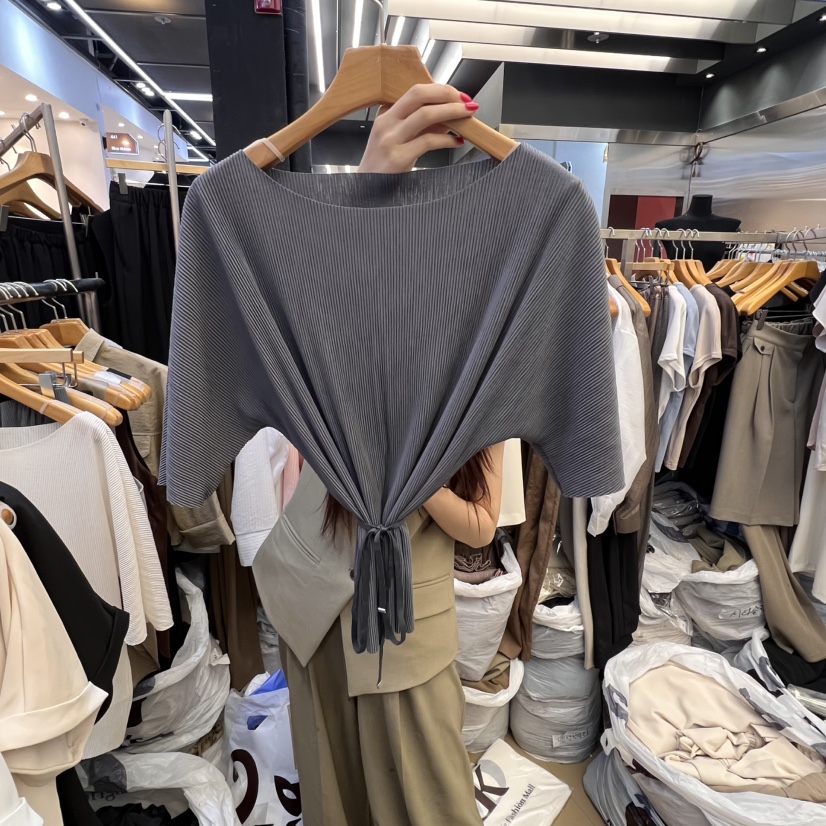 SANS韓國直郵女裝新品時尚職業真品人氣推薦熱賣25春夏T恤褶皺SANST恤