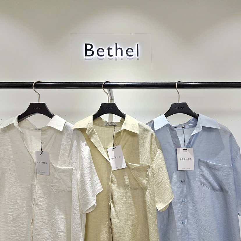 BETHEL東大門實拍女裝新款25春夏時尚人氣襯衫蕾絲衫亞麻布BETHEL襯衫/蕾絲衫