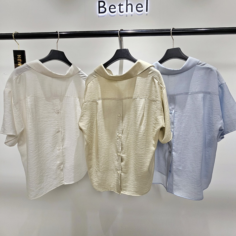 BETHEL東大門實拍女裝新款25春夏時尚人氣襯衫蕾絲衫亞麻布BETHEL襯衫/蕾絲衫