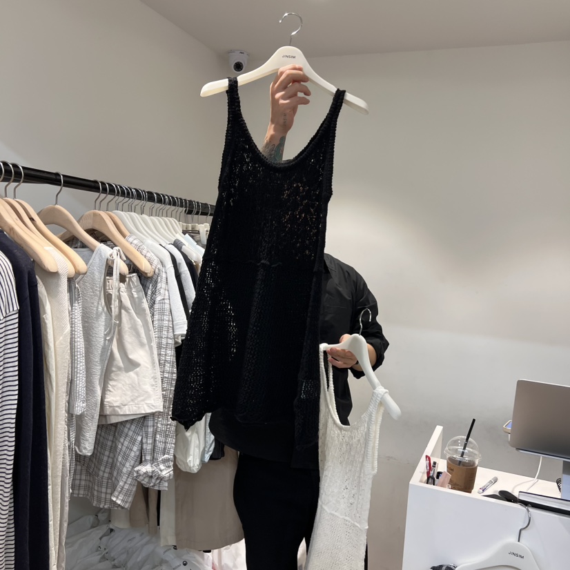 JINSIM韓國代購女裝新款職業熱賣推薦休閑吊帶背心鉤針編織JINSIM吊帶/背心圖色2