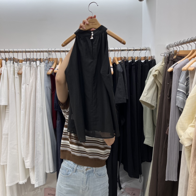 DRESS ROOM韓國直郵女裝新款職業休閑熱賣推薦吊帶背心亞麻DRESS ROOM吊帶/背心