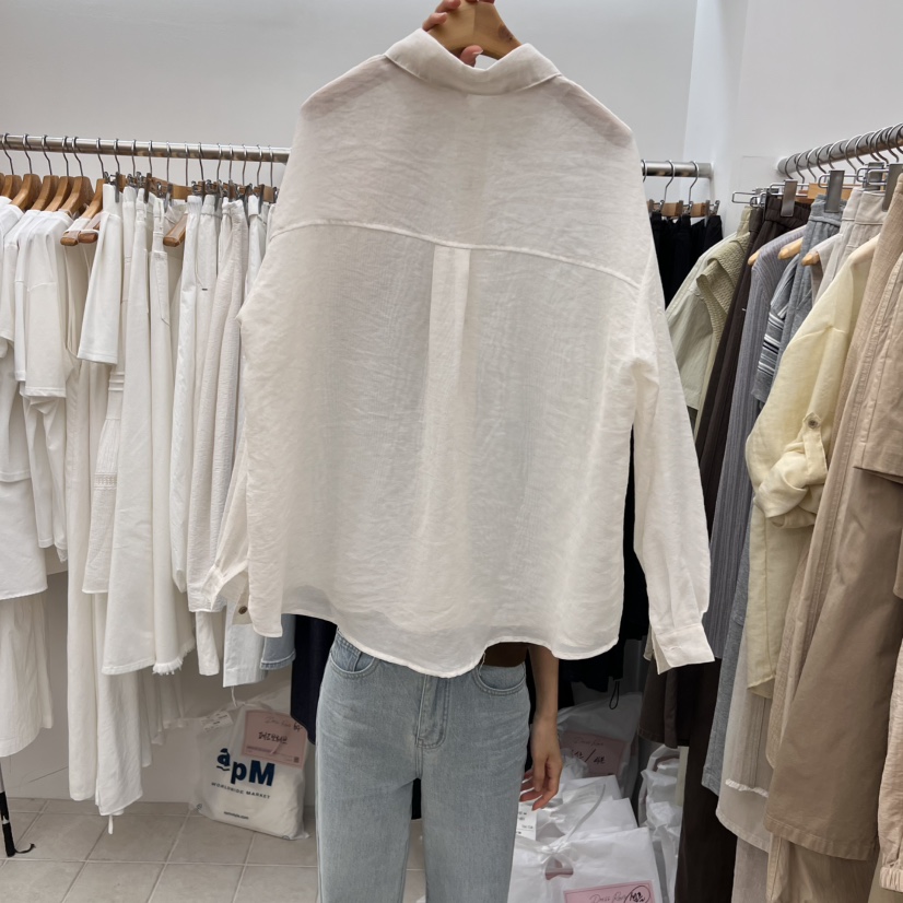 DRESS ROOM東大門實拍女士新款職業25春夏熱賣襯衫蕾絲衫緞面DRESS ROOM襯衫/蕾絲衫