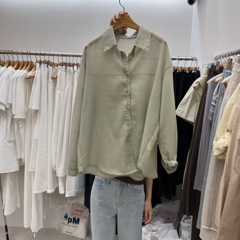 DRESS ROOM東大門實拍女士新款職業25春夏熱賣襯衫蕾絲衫緞面DRESS ROOM襯衫/蕾絲衫圖色2