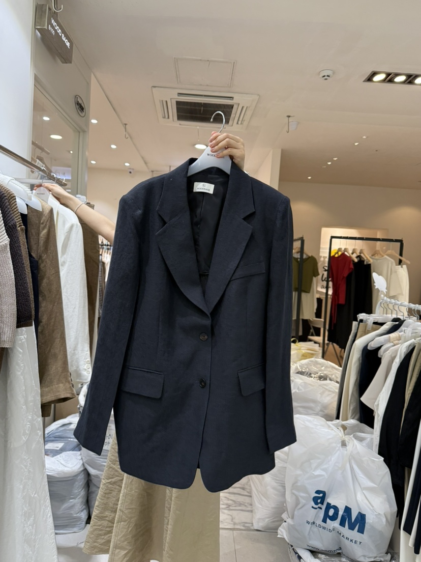 WOOD SAGE韓國代購女士新品職業人氣休閑推薦真品夾克亞麻WOOD SAGE夾克圖色2