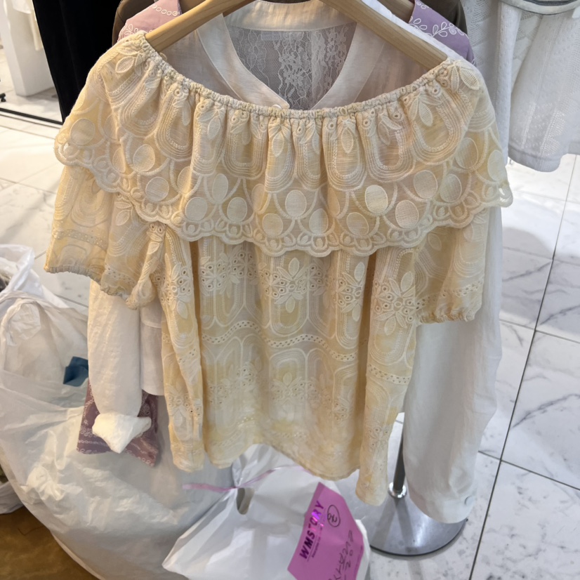 SIMPLE PARK/WMSTORY東大門直郵女裝新款休閑襯衫蕾絲衫刺繡露肩SIMPLE PARK/WMSTORY襯衫/蕾絲衫圖色3