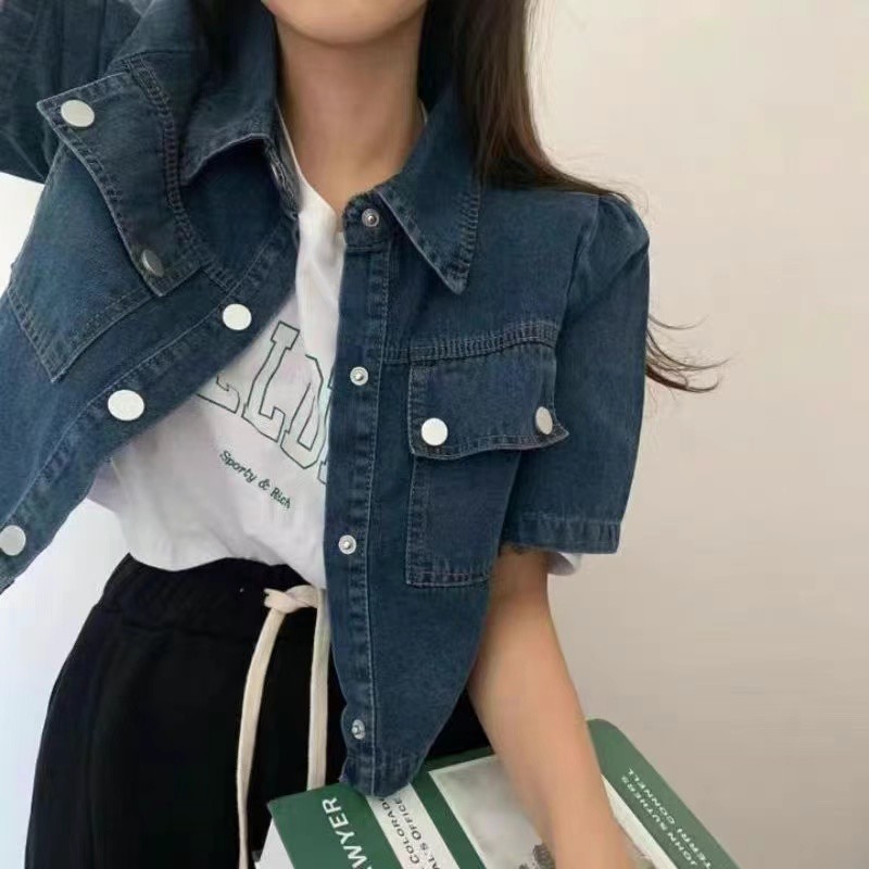 IGOTC-아가씨-T東大門實拍女裝新品時尚人氣襯衫蕾絲衫短款IGOTC-아가씨-T襯衫/蕾絲衫