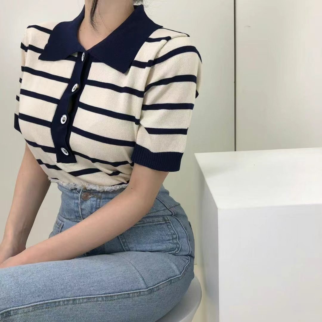 IGOTC-아가씨-T韓國直郵女士新款職業時尚熱賣針織衫紐扣IGOTC-아가씨-T針織衫