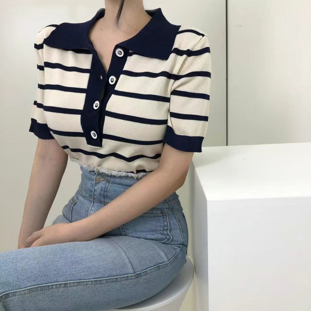IGOTC-아가씨-T韓國直郵女士新款職業時尚熱賣針織衫紐扣IGOTC-아가씨-T針織衫圖色2
