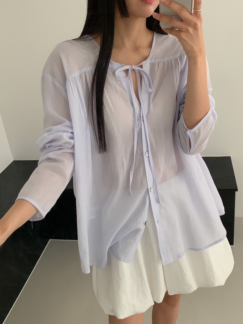 ROUGH東大門直郵女裝新款熱賣25春夏職業休閑人氣襯衫蕾絲衫ROUGH襯衫/蕾絲衫
