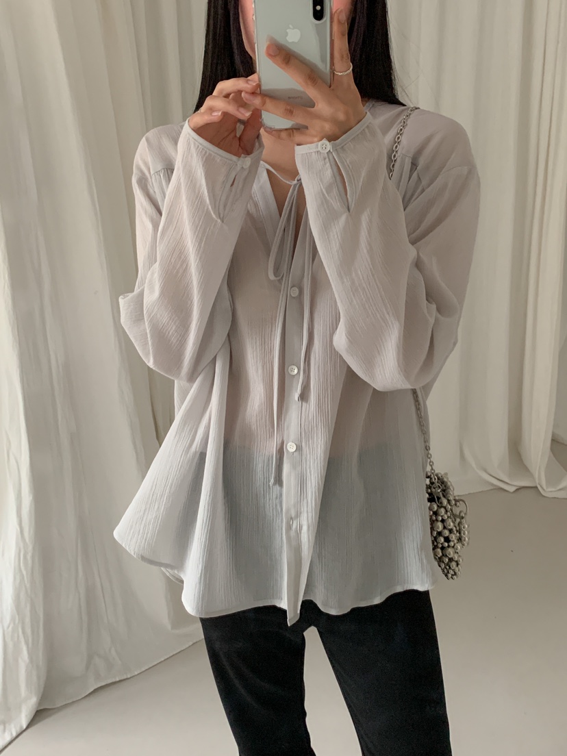 ROUGH東大門直郵女裝新款熱賣25春夏職業休閑人氣襯衫蕾絲衫ROUGH襯衫/蕾絲衫