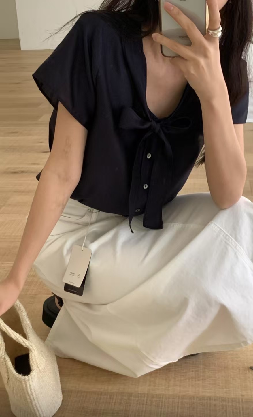 DE ONDO韓國直郵女士新款真品休閑時尚25春夏職業襯衫蕾絲衫DE ONDO襯衫/蕾絲衫