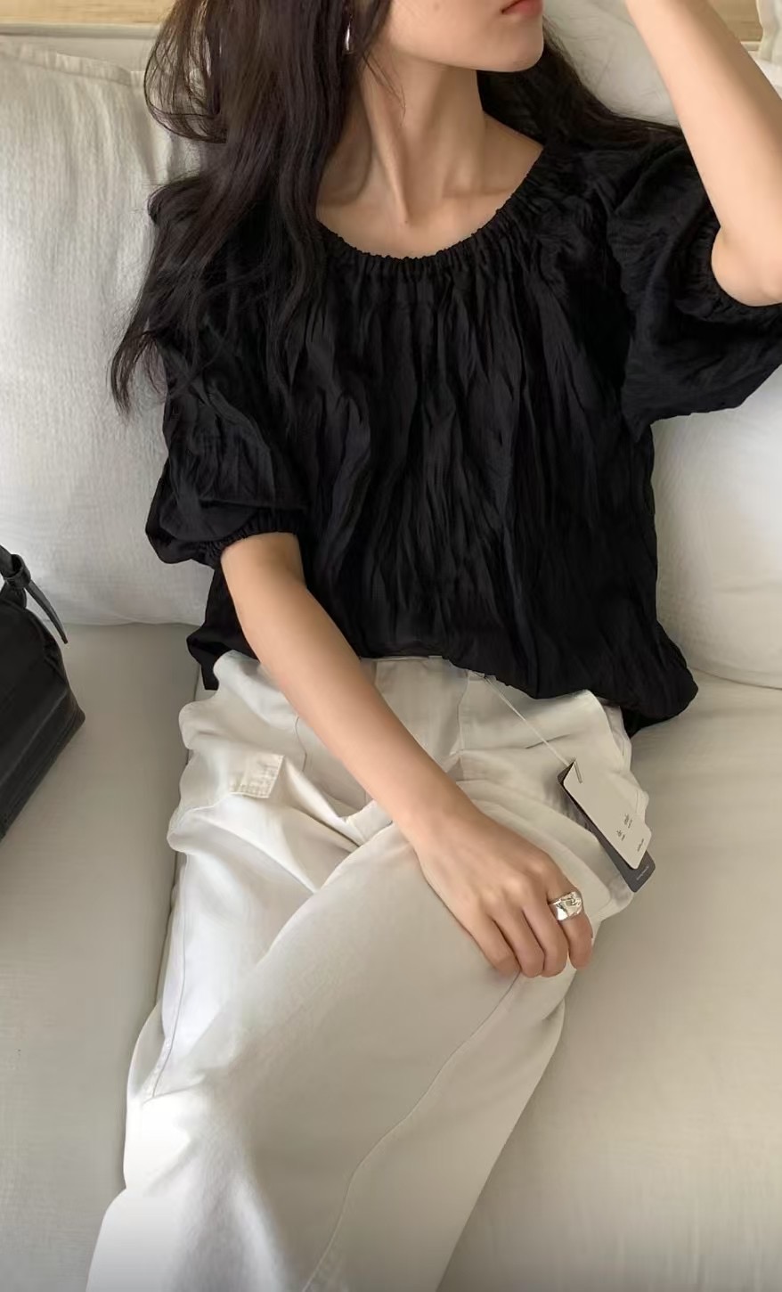 DE ONDO韓國直郵女士新品休閑時尚25春夏真品人氣襯衫蕾絲衫DE ONDO襯衫/蕾絲衫