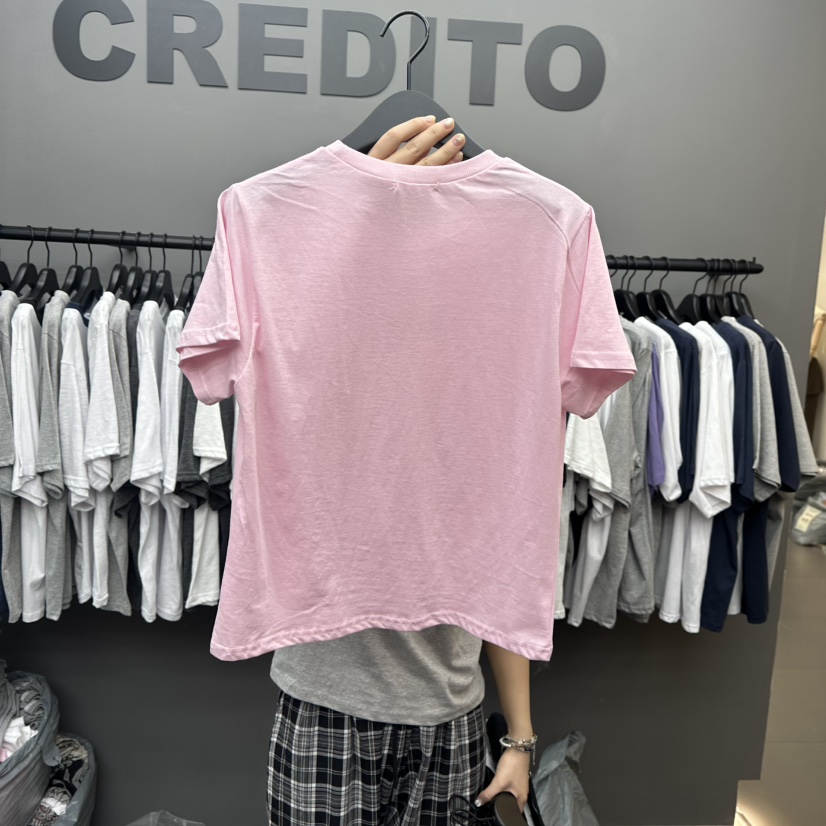 CREDITO直郵韓國代購㊣女裝新款25春夏熱賣休閑人氣T恤刺繡CREDITOT恤
