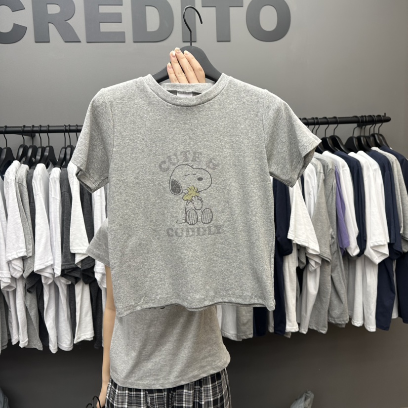CREDITO韓國直郵㊣女裝新品人氣時尚推薦休閑25春夏熱賣T恤CREDITOT恤圖色3