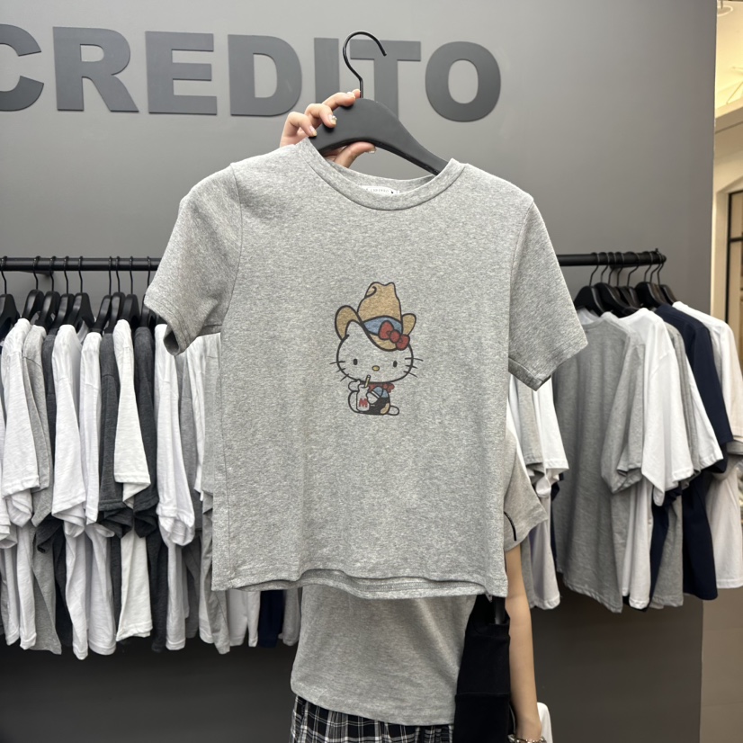 CREDITO直郵韓國代購㊣女裝新品熱賣人氣時尚休閑25春夏T恤CREDITOT恤圖色1