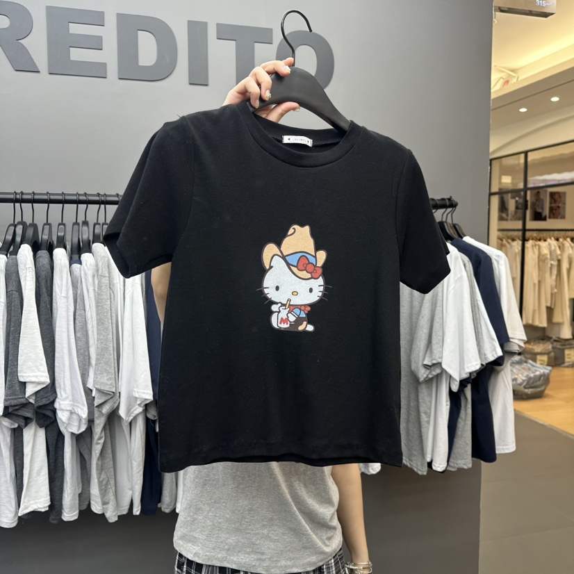 CREDITO直郵韓國代購㊣女裝新品熱賣人氣時尚休閑25春夏T恤CREDITOT恤圖色2