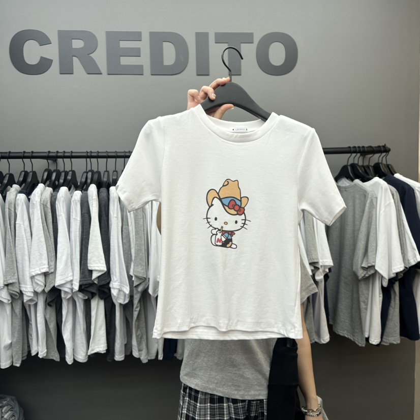 CREDITO直郵韓國代購㊣女裝新品熱賣人氣時尚休閑25春夏T恤CREDITOT恤圖色3