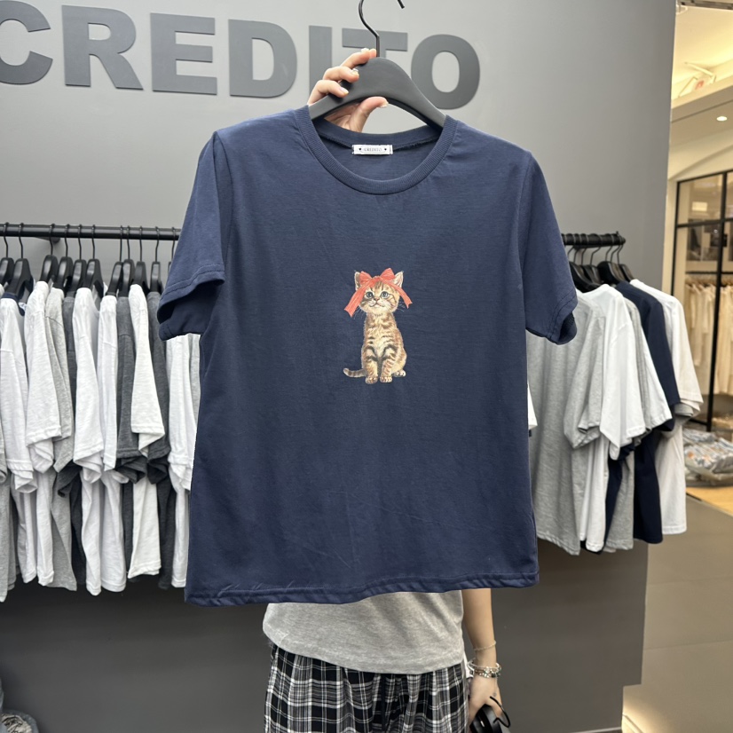CREDITO直郵韓國代購㊣女裝新品休閑推薦人氣熱賣時尚25春夏T恤CREDITOT恤圖色3
