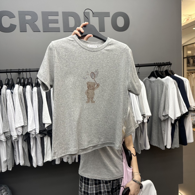 CREDITO韓國直郵㊣東大門實拍女裝新款25春夏休閑推薦人氣T恤CREDITOT恤圖色2