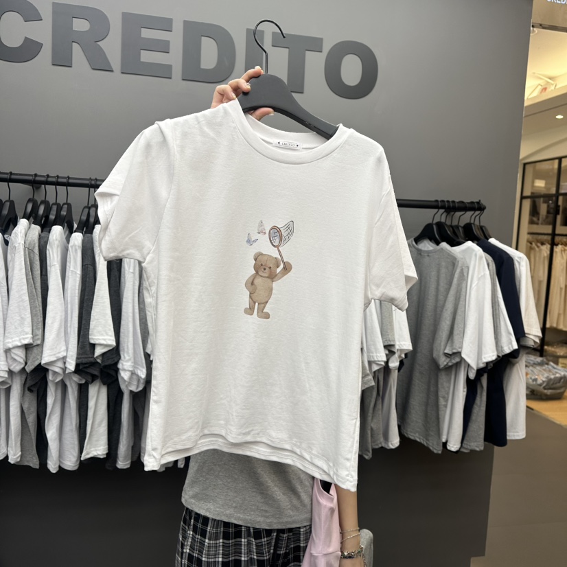 CREDITO韓國直郵㊣東大門實拍女裝新款25春夏休閑推薦人氣T恤CREDITOT恤圖色3