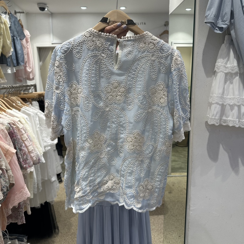 空直郵韓國代購㊣女裝新品休閑熱賣時尚25春夏推薦襯衫蕾絲衫BELITA襯衫/蕾絲衫