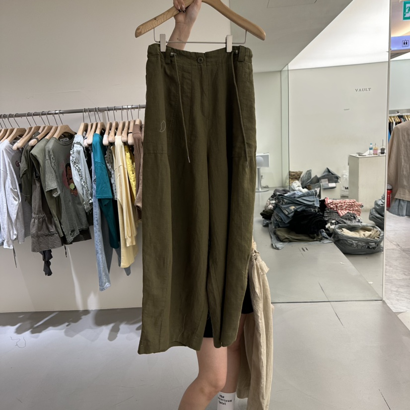 VAULT韓國直郵女裝新品25春夏休閑真品推薦時尚職業休閑褲亞麻VAULT休閑褲